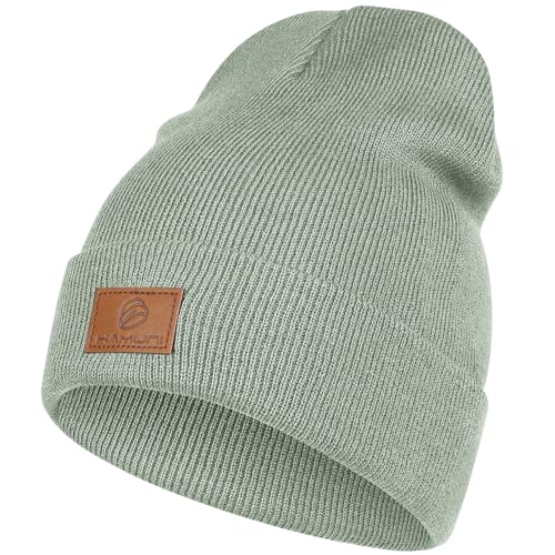 HAMUNI Beanie Mütze für Herren Damen, Klassische Wintermützen Bequem Atmungsaktiv Weich Acryl Beanie Hat Strickmütze Vintage Einfarbig Strick Bündchen Beanies Unisex