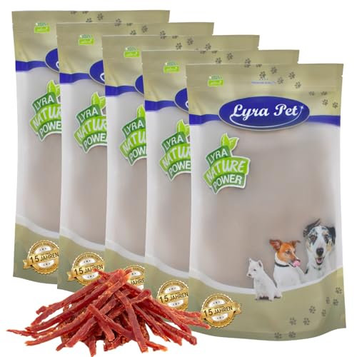 Lyra Pet® 5 kg Entenbrustabschnitte | Geschmackvoller Kausnack | Leckerli auch für Welpen und ältere Hunde | Fettarmes Hundefutter | Gut verträglich | Wiederverschließbarer Beutel