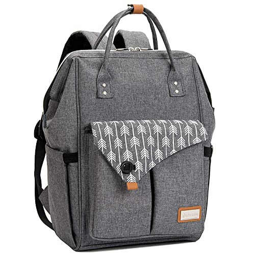 Lekebaby Baby Wickelrucksack Wickeltasche mit Wickelunterlage Multifunktional Große Kapazität Babytasche Reisetasche für Unterwegs, Grau