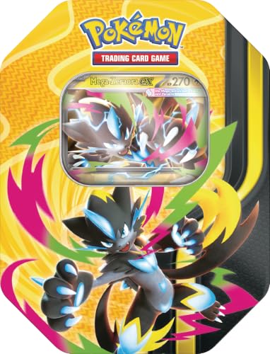 Pokémon-Sammelkartenspiel: Tin-Box Mega-Kräfte – Mega-Zeraora-ex (4 Boosterpacks und 1 holografische Promokarte)