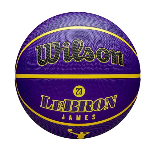 Wilson NBA Player ICON Outdoor BSKT Lebron New, Violett/Gelb, 7