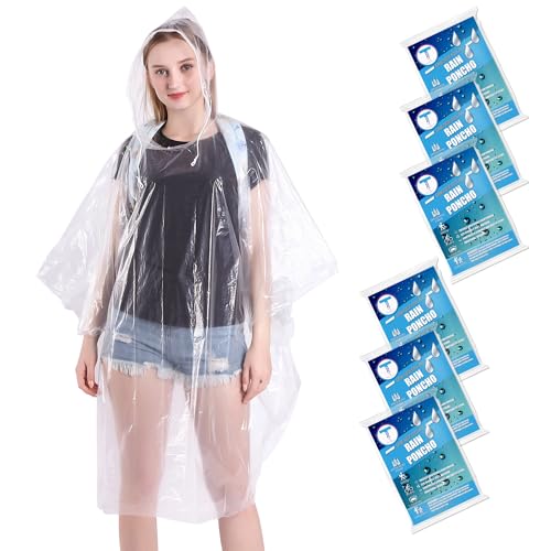 TUNCHMO Regenponchos für Damen & Herren 6 Stück extra dick und wasserdicht