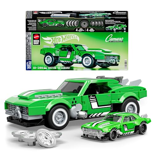 ​Mattel Brick Shop Hot Wheels Speed Serie Bauset, Custom ’68 Camaro mit 289 Teilen, realistischen Details und individuellen Aufklebern, für Sammler und Kinder ab 10 Jahren, JFT16