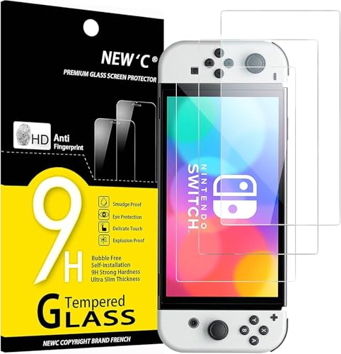 NEW'C 3 Stück für Nintendo Switch (modèle OLED) für Panzerglas, Frei von Kratzern, 9H Härte, HD Displayschutzfolie, 0.33mm Ultra-klar, Ultrabeständig