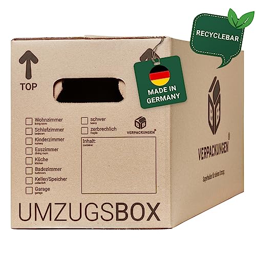 BB-Verpackungen 10 x Umzugskarton aus recycelter Pappe, sehr stabil mit doppeltem Boden (belastbar bis 40 kg) - Sets zwischen 5 und 150 Stück