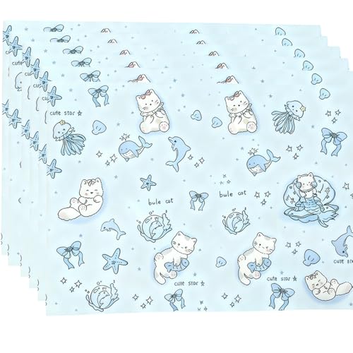 Lxtness Ozeankatze Geschenkpapier - 6 Ozeankatze Geburtstags Geschenkpapierrollen Geschenkverpackung Deko Ozeankatze Geschenkpapier für Weihnachten, Geburtstag,Hochzeit,Party-Geschenkdekoration