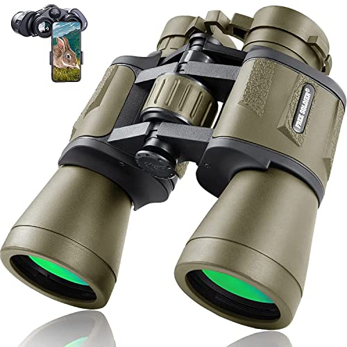 FREE SOLDIER 20x50 Fernglas für Erwachsene mit Nachtsicht - Kompaktes Wasserdichtes Taktisches Fernglas für Jagd Wandern Konzertreise mit BAK4 Prism FMC Objektiv mit Smartphone Adapter, Schlamm