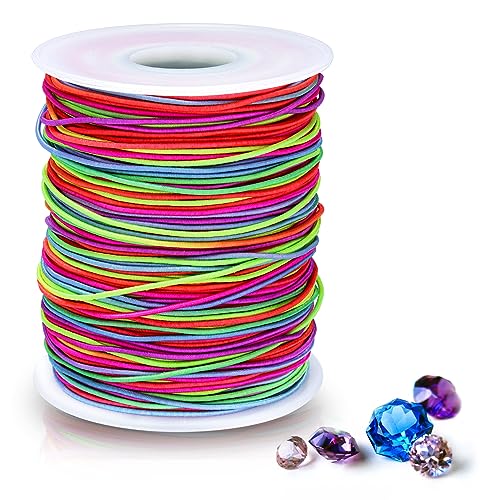 Alyvisun 1mm x 100m Regenbogen Elastisches Band für Armbänder, Gummiband für Armbänder, Geeignet für DIY Schmuckherstellung, Armbänder, Halsketten, Kunsthandwerk, Dekorationen (Bunt)