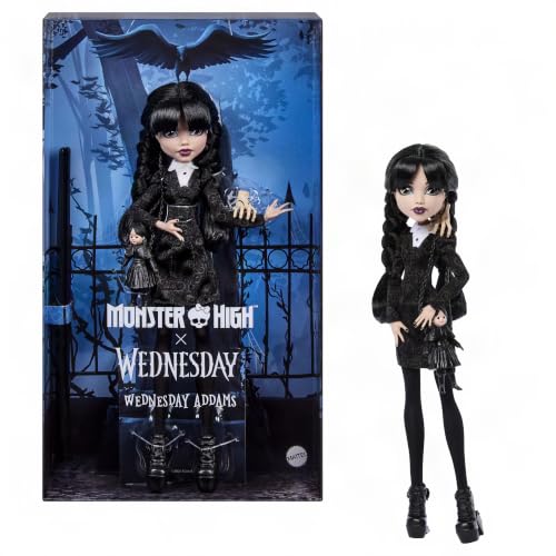 Monster High x Wednesday Addams Puppe in schwarzem Kleid