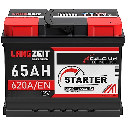 LANGZEIT Autobatterie 65Ah 12V ersetzt Batterie 60Ah 62Ah 63Ah 64Ah 55Ah