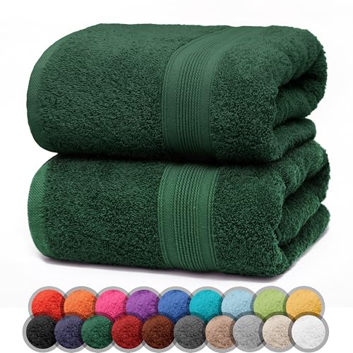 NatureMark 2er Pack DUSCHTÜCHER Premium Qualität 70x140cm DUSCHTUCH Dusch-Handtuch Doppelpack Farbe: Dunkel grün