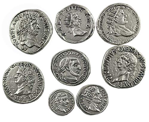 Eurofusioni Römische antike Münzen - Versilbertes Metall - Set 8 Stück