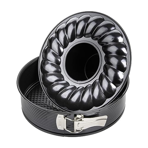 Zenker Springform mit Flach- und Rohrboden – Backform mit Antihaft-Beschichtung, Ø26cm, hitzebeständig bis 230° Celsius, Schwarz