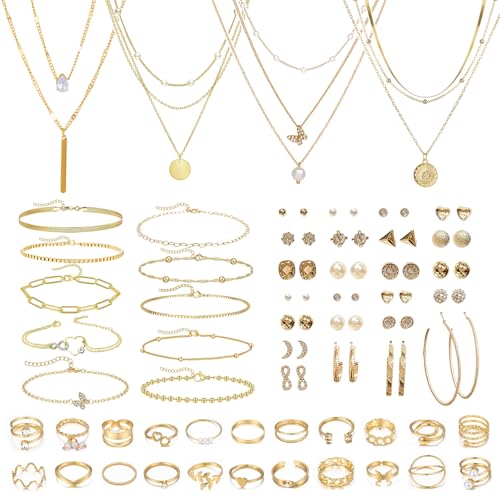 ZXTGBQ Schmuck Gold, Schmucksets für Damen, Goldschmuck Damen, Modeschmuck Schmuckset Gold, Schmucksets Goldschmucksets für Frauen, Schmuck Set für Geschenke Geburtstags Valentinstag