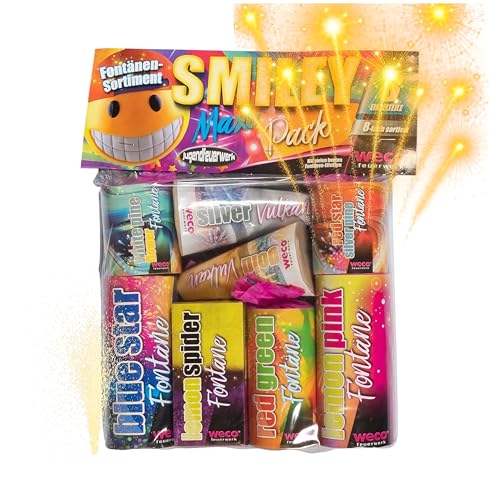 TK Gruppe Timo Klingler XXL Smiley Silvester & Feuerwerk 2026 Jugendfeuerwerk F1 Set für Kinder & Jugendliche - Neujahr mit Wunderkerzen - Knallerbsen (Smiley)