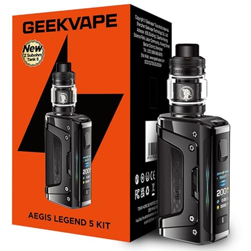 GEEKVAPE Aegis Legend 5 Kit (Z sub ohm tank 5 Version) 200W TC Box Mod (Battery Not Include) Vape with 7ml Atomizer Vaper Z XM Coil (0.2Ω/0.4Ω)Vaporizer No Nicotine