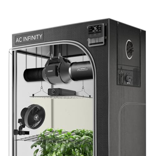 AC Infinity Advance Grow Zelt-System 90 x 90 x 180 cm – 3-Pflanzen-Growset mit WLAN-Steuerung, automatisierter Belüftung und Vollspektrum Samsung LM301H LED Grow Light, 2000D Mylar-Zelt