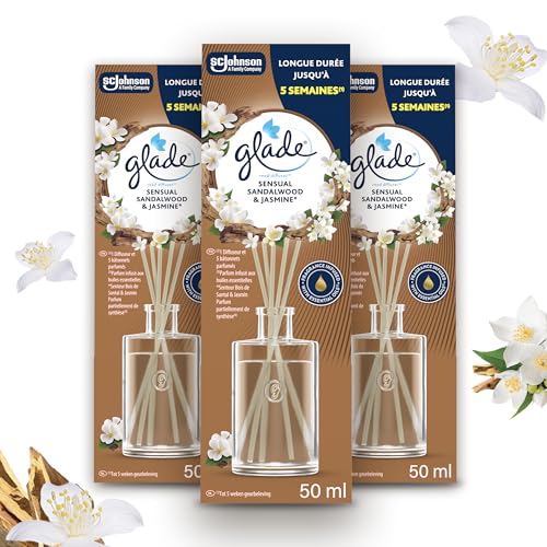 Glade Duftstäbchen, Sensual Sandalwood & Jasmine,Raumduft, 3 x 50 ml