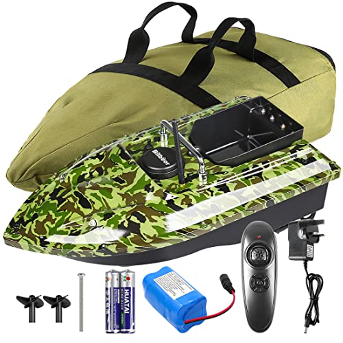 Bilbear 500M Futterboot Fernbedienung Angeln Köderboot Fischköderboot RC Boot 1,5kg Laden Intelligente Rückkehr Doppelmotor Karpfenangeln Angler Geschenke für Männer (Tarnung Boot)