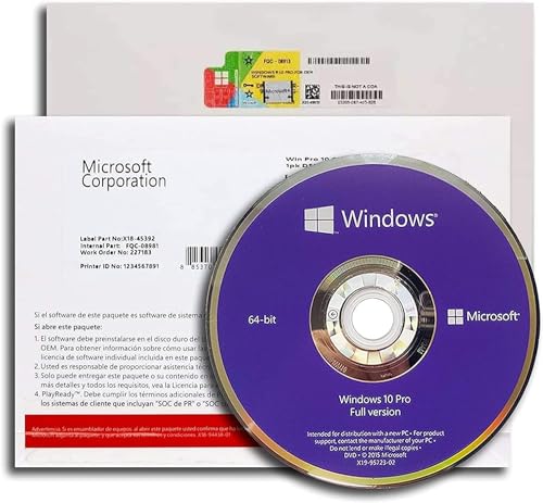 Microsoft Window Pro 10 64Bit DSP 1pk Englisch DVD Software