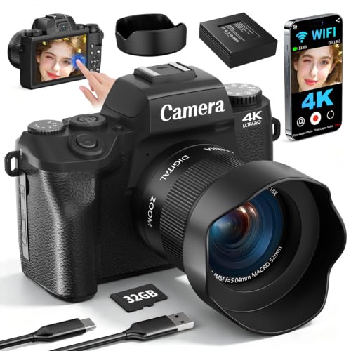Digitalkamera 4K 64MP WiFi Digital Kamera Fotokamera mit 4.0