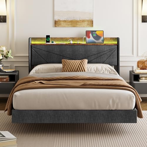 IRONCK Polsterbett 140x200, Doppelbett mit LED-Beleuchtung