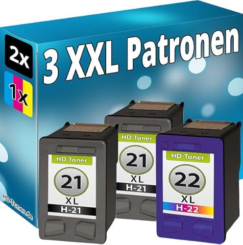 Inkadoo Tinte Patronen kompatibel für HP 2X 21+22 XL DESKJET F4180 F370 F375 F380 FAX 3180 Refill