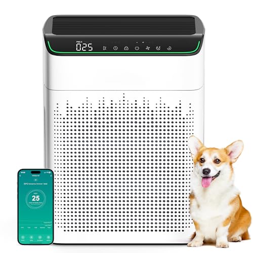 MERONTE Luftreiniger Allergiker für Wohnung Raucherzimmer, Air purifier, CADR 340m³/h für 157㎡ Raucherzimmer, PM 2,5 Luftqualitätsmonitor, WiFi- und Alexa-kompatibel, 1 Pack + 4 Modi