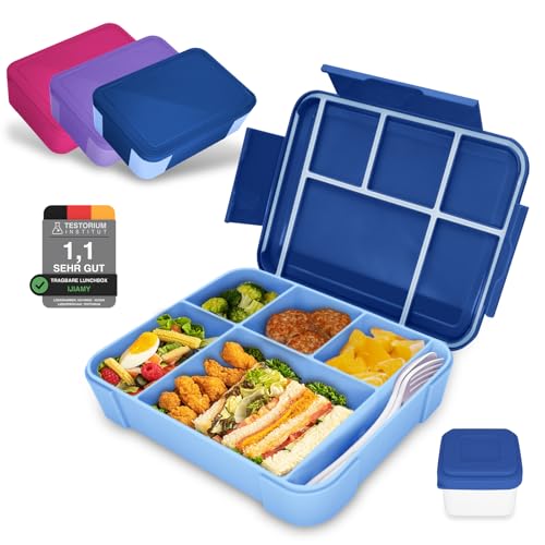 IJIAMY Brotdose Kinder mit Fächern, Bento Box Kinder, Auslaufsicher Lunchbox Kinder, Brotbox für Mädchen & Jungen, Snackbox, Perfekt für Schule, Kindergarten & Ausflüge