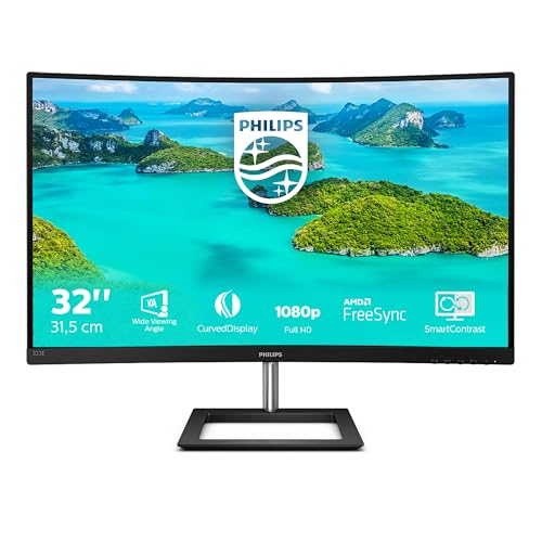 Philips 322E1C - 32 Zoll FHD Curved Gaming Monitor, 75 Hz, 4ms, FreeSync (1920x1080, VGA, HDMI, DisplayPort) schwarz