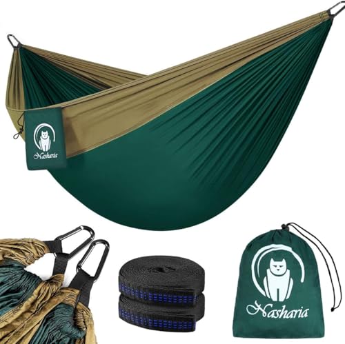 Camping Hängematte, Outdoor 2 Personen hängematten 300 KG Traglast 275 * 140 cm, Nylon Fallschirmmaterial, Ultraleicht Atmungsaktiv Hängematte Reisehängematte für Outdoor Garten und Strand