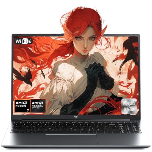 Tivique Gaming Laptop – 16 Zoll FHD Display Laptop mit AMD Ryzen 7 H255-Prozessor (Besser als I7-11800H) mit bis zu 4,9 GHz, 16 GB RAM DDR5 4800 MHz, 512 GB SSD, Gaming Notebook mit hintergrundbeleuc