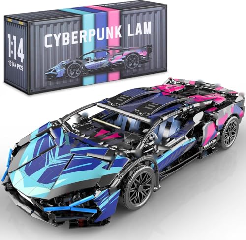 Technik Sportwagen Bausteine, 1314 Klemmbausteine 1/14 Technik Auto MOC Rennwagen Bausatz, Technik Supersportwagen Modellbausatz Konstruktionsspielzeug Kompatibel mit Großen Marken