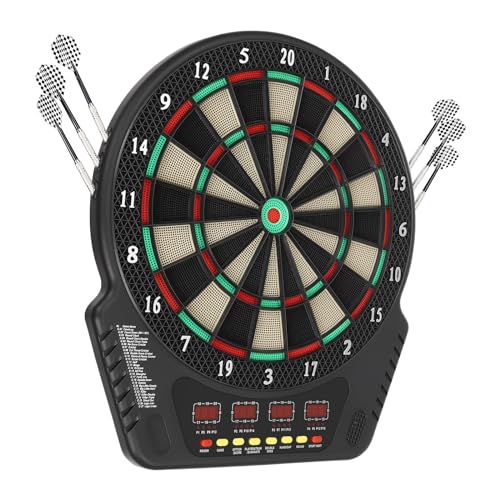 LENJKYYO Elektronische Dartscheibe Set mit LED & Sprachansagen, Dartautomat Dartscheibe, 27 Spiele, 243 Varianten, Softtip Darts, Profi E-Dart Board für 1-16 Spieler, Dartboard für Kinder & Erwachsene