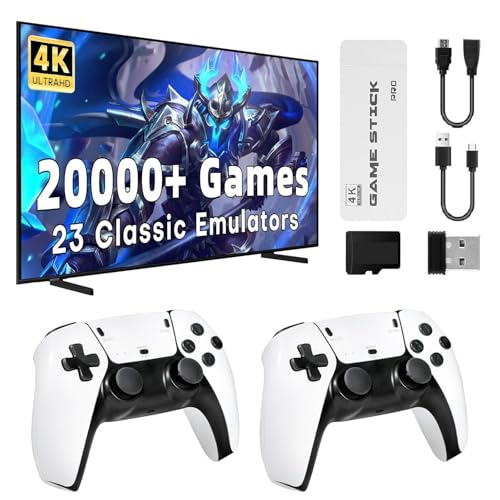 Retro Konsole Spielkonsole Game Stick Retrolink, 20,000+ Spiele mit 2 Gamepads Plug & Play Game Stick HDMI für TV, Geschenk für Familien & Erwachsene Spiele (64G)
