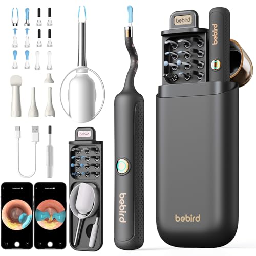 BEBIRD Ohrenschmalz Entferner mit kamera, 1920P HD Flexibler Ohrreiniger mit Pinzette, Ohrenreiniger Kamera mit Ersatzspitzen für Ohren/Nasen/Hals-Untersuchungen,Otoskop Ohr für Familie-SchwarzGold