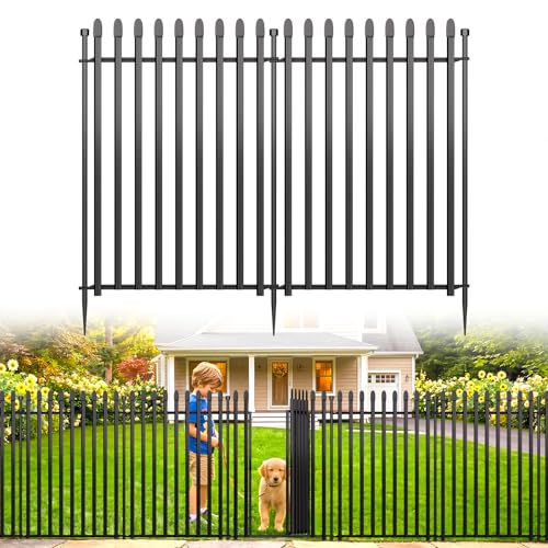 Gartenzaun, Metallzaun Paneele ohne Graben, Rostfreier Tierzaun für Außenbereich, Beetzaun für Garten, Terrasse, Beete und Landschaft (10 Paneele-81 cm (H) x 671 cm (L) mit Tor)