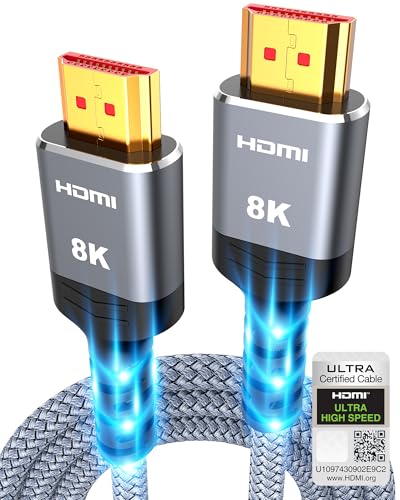 SNOWKIDS HDMI 2.1 Kabel 2meter Zertifiziertes, HDMI Kabel 10K 8K 48Gbps Highspeed 8K@60Hz 4K@120Hz 7680P DTS:X,HDCP 2.3,HDR 10,eARC, Kompatibel mit PS/5/4/3 HDTV Monitor
