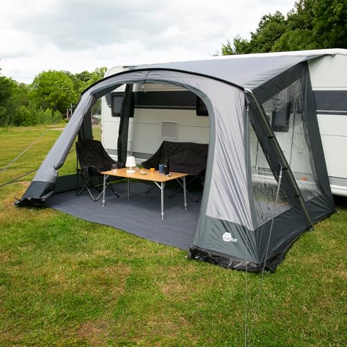 your GEAR Vorzelt Positano 330 - Wohnwagenvorzelt mit 4 Fenstern und großer Tür. UV 50+ Caravan Zelt mit Alu Gestänge