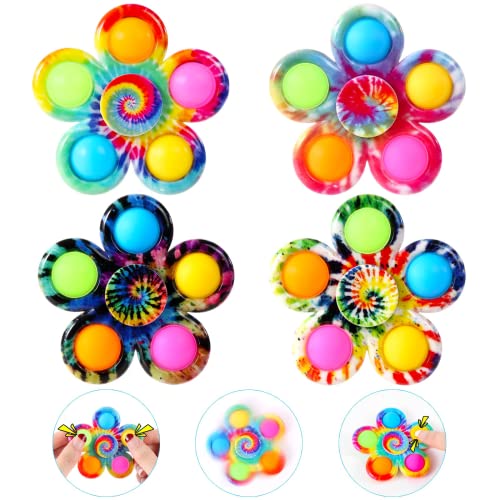 SCIONE 4er Set Pop Fidget Spinner Push Fidget Pop Einfaches Fidget Toy für Kinder Erwachsene, Pop Partygeschenke Geschenktüte Füller Sensorisches Fidget Set Spielzeug