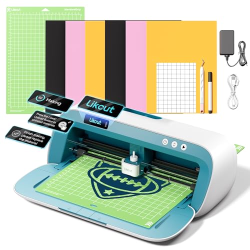 Likcut S41 Schneideplotter mit Print Then Cut Funktion, Tragbare Plotter für DIY Sticker & Vinyl, met plottermaschine starterset, für Deko, Etiketten, Geschenken, Blau