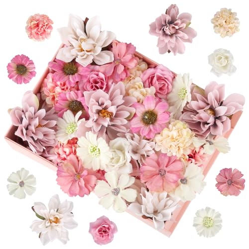 zhufubao 30 Stück Kunstblumen zum Basteln, 5 Farben Blumen zum Basteln 4~8cm Stoffblumen, Mini Deko Blumen Künstlich, Kunstblumen Deko für DIY Basteln Scrapbooking Hochzeit Party Home Handwerk