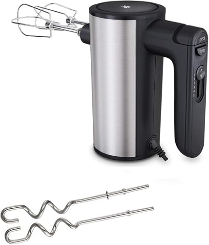 WMF Kult X Edition Handrührer, Handrührgerät, Quirl mit 5 Geschwindigkeitsstufen, Turbofunktion, Handmixer 400 W, Cromargan matt, schwarz