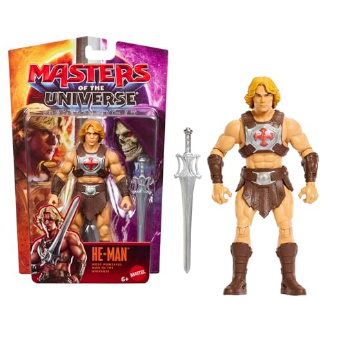 Masters of the Universe Film-He-Man 14 cm Actionfigur Heldenspielzeug, mit akkuratem Aussehen wie Nicholas Nick Galitzine, 14 bewegliche Gelenke und Schwert der Macht, JKH89