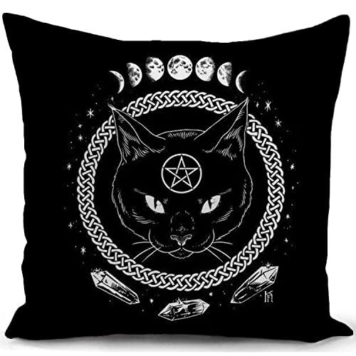 HUASHUZI Kissenbezug 40x40 cm Kissen Gothic katzenmotiv therian Grunge Room Decor Accessoires Wikinger deko Emo Goth Punk Witchy Tarot Hexe Fantasy Decor Geschenke für Frauen