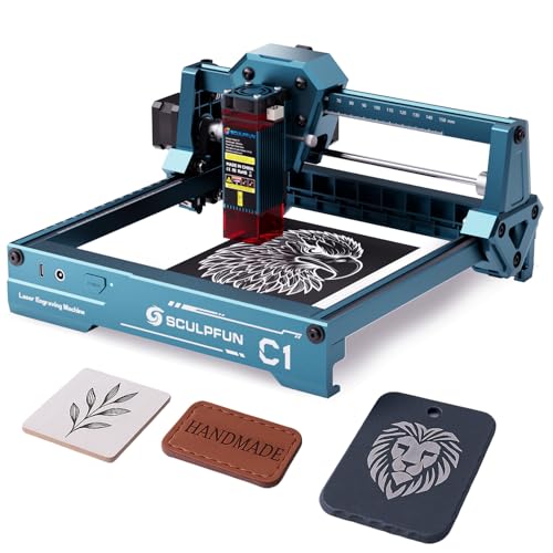 SCULPFUN C1 Mini Laser Graviermaschine – 3W Lasergravur Maschine, 0,04 mm hohe Präzision Lasergravierer, Plug-and-Play, anfängerfreundlich, ideal für DIY Holz, Acryl und Leder handwerk