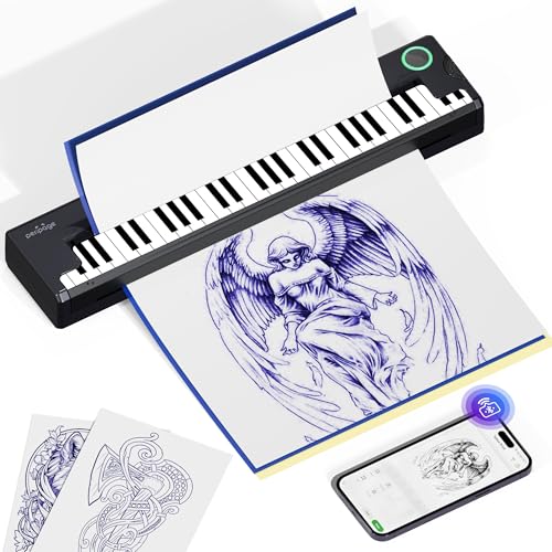 PeriPage Pino Tattoo Drucker, Tattoo Stencil Drucker Kompatibel, Transfer Tattoo Printer für Anfänger/Künstler,Thermodrucker mit Pad & Phone & PC, Tattoo-drucker Bluetooth mit 5pcs Transferpapier