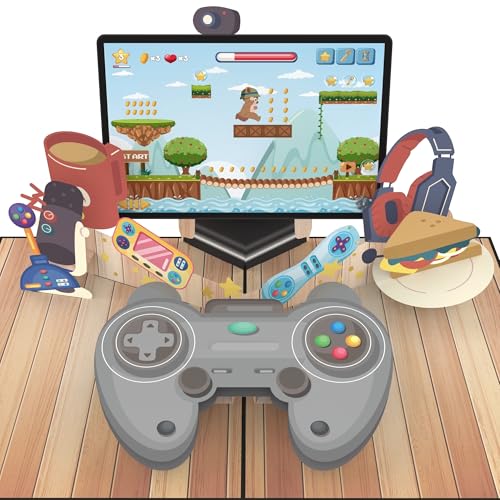 MOKIO® Pop-Up Karte – Gaming – 3D Glückwunschkarte zum Geburtstag, Geburtstagskarte für Gamer