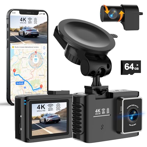 Dashcam Auto Vorne Hinten 4K/2.5K, 5GHz WiFi Dash Cam mit GPS, 2.0