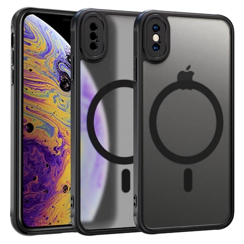 ZYIMOU für iPhone XS und iPhone X Hülle Kompatibel mit MagSafe, Handyhülle Magnetisch für iPhone XS und iPhone X kameraschutz Rückseite Dünn Stoßfest Schutzhülle (Schwarz)